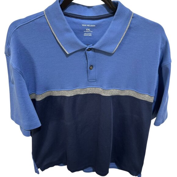 Van Heusen Mens Size XXL Blue Classic Fit Polo Shirt - Picture 3 of 6
